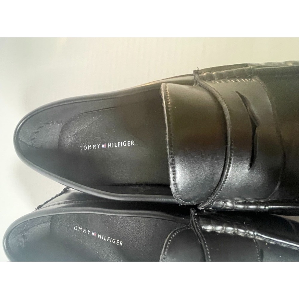 Tommy Hilfiger Mens Amile Loafers, Slip On Penny, Black,  Shoes US 10
